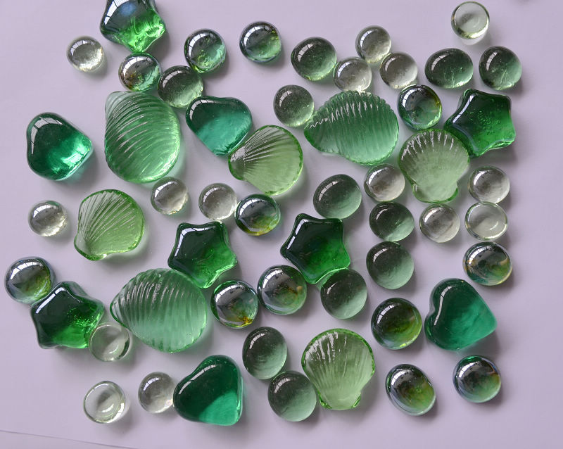 Green Glass Bead Flat Pearl Glass Stone Furniture Garden Gold Fish Tank Aquarium Stone 500 gr