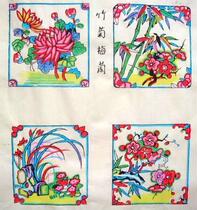 National intangible cultural heritage gift gift of national gift Wuqiang woodblock New year picture window grilles one plum bamboo chrysanthemum