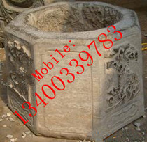 Green Stone Imitation Ancient Stone Sculpture Wellhead Pendulum Piece Stone Sculpture Well Circle Pendulum Well Table Decoration 001
