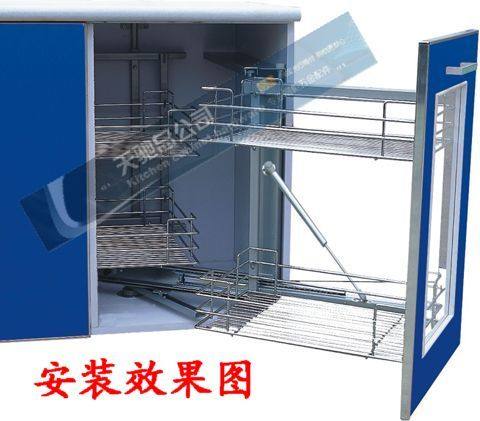 Luxury kitchen cabinet 304 stainless steel corner small monster basket damping linkage basket Tianqi boutique