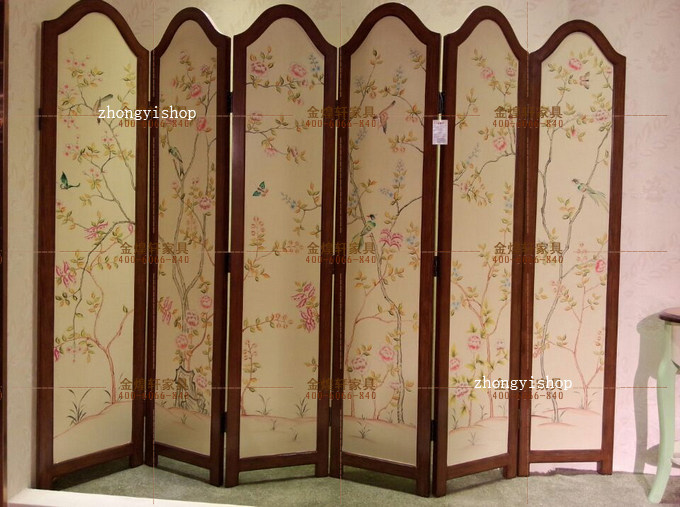 The rural furniture screen of the field home hand painted furniture screen came in spring to fold N7167