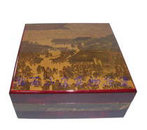 Baoding iron ball fitness ball handball hardcover wooden box gift box Qingming Shanghe pattern can hold two pairs of balls