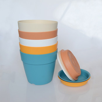 Wangtong Gardening Flower Pots European-Style Resin Flower Pots Small Succulent Flower Pots Round Ceramic Flower Pots Plastic Flower Pots with Tray