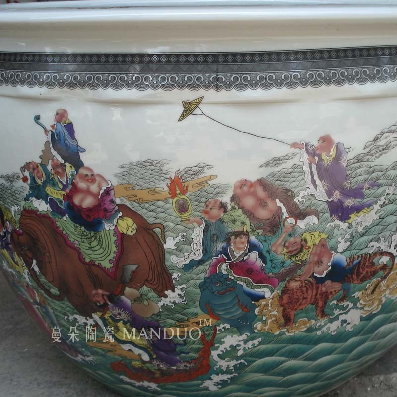 Jingdezhen 18 arhats big cylinder 18 arhats character high - grade porcelain porcelain art large cylinder