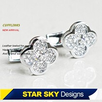 ●Xingcao●Korean version mens cufflinks Fashion gemstone flower cuff studs French shirt buckle gift box XK1712