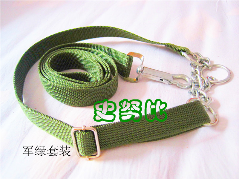 Pet supplies new nylon rope dog chain dog rope collar green suit suitable for medium and large dogs with half p chain