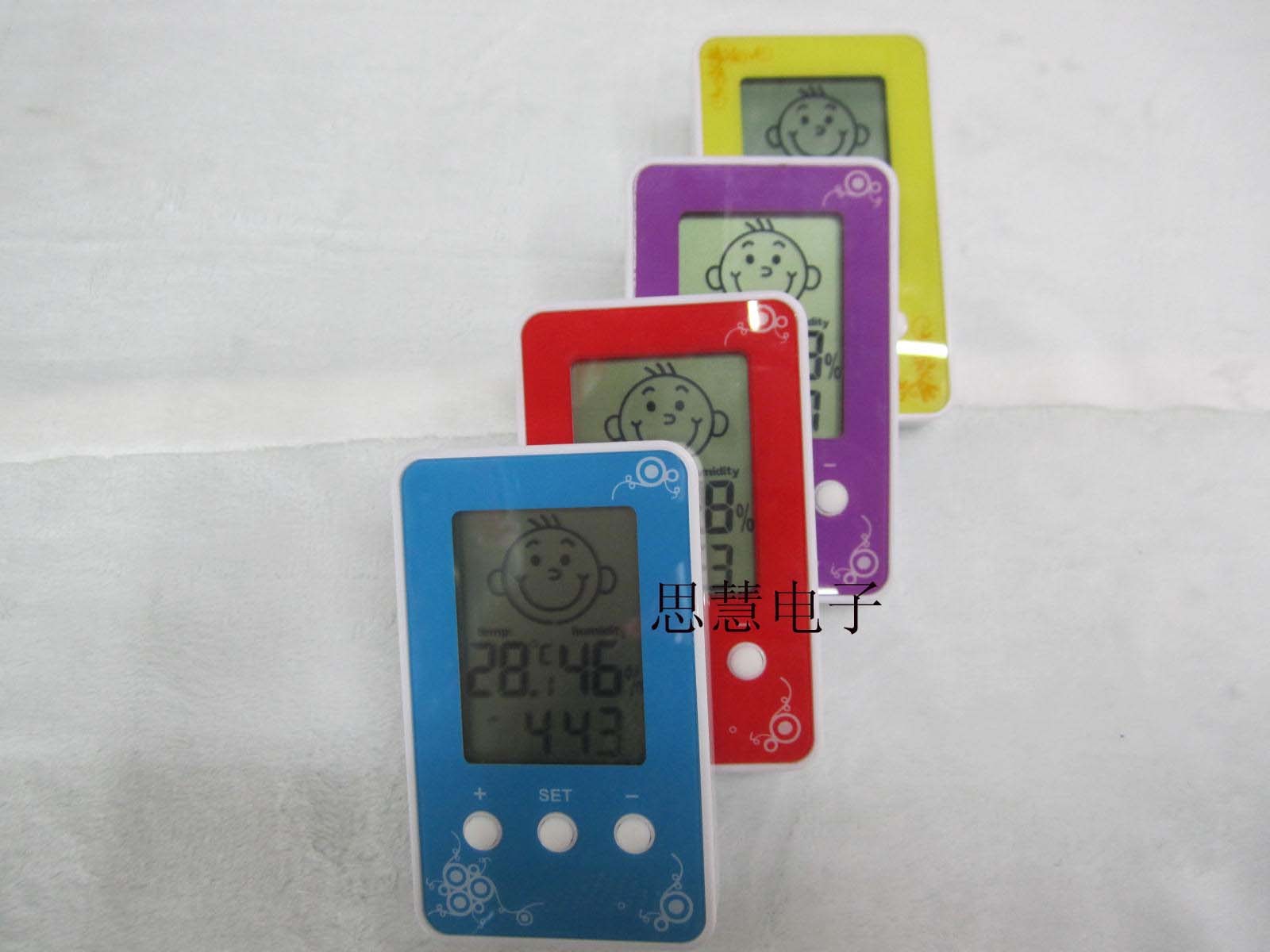 Indoor electronic temperature and humidity meter cartoon expression thermometer hygrometer electronic clock LED clock clock