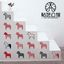 Nordic Style Engraving Wall Stickup Horse Year Background Children House Decoration Cute Fun D-015 Dala Horse