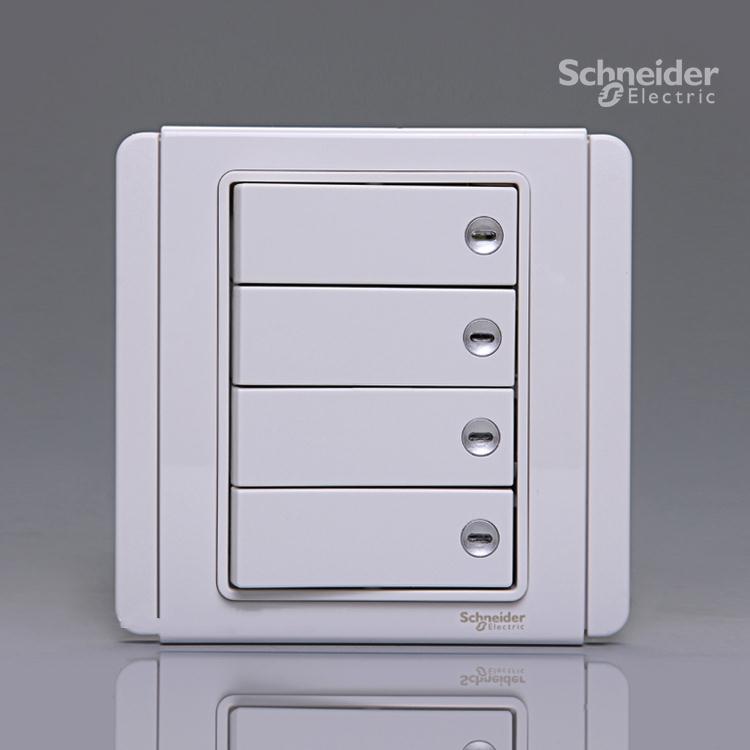 Schneider E3000 series with LED light four-open single control switch white white