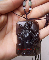 Natural ice obsidian Guan Gong pendant block evil and ward off evil spirits Zhongyi double twist Qiankun send lanyard