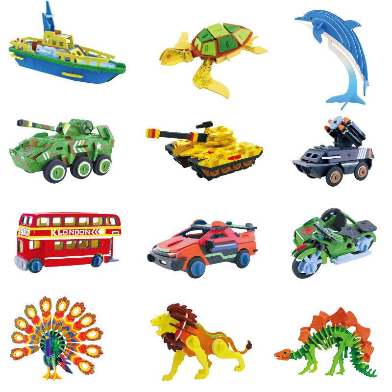 Ruo state three-dimensional puzzle aircraft model children's toy car handmade diy model creative birthday gift