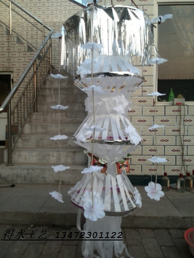 Deshui funeral supplies wreath wholesale manufacturers direct sales paper tie paper live spirit flag cloth flag summoning soul flag