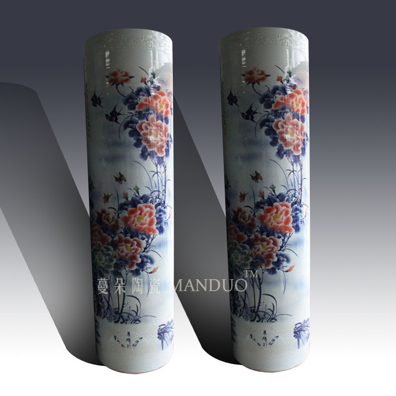 Jingdezhen hand - made of blue and white in successive years more than straight quiver vase business hall landing display vase