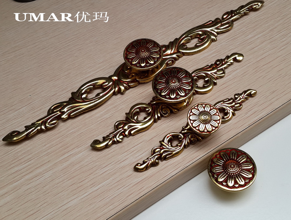 Crown UMAR Youma's furniture pure copper European-style overall cabinet door handle cabinet door handle full copper American drawer handle