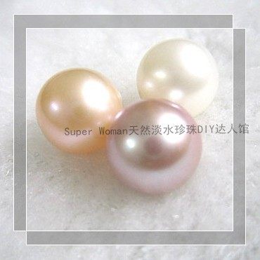 DIY10-10.5mm Natural Freshwater Pearl Round Naked Bead Particle Bead Micro Flaw Can be punched half hole full hole