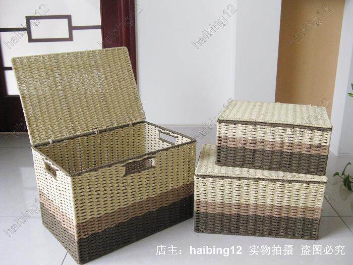 Storage Basket Rattan Storage Box Dirty Clothes Basket Desktop Kitchen Snacks Sundries Basket Clothes Storage Box Set