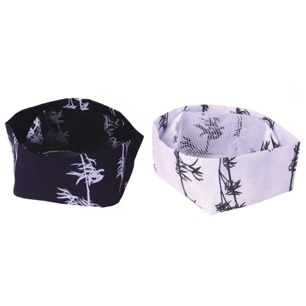 Blue White Bamboo Leaves Iron Plate Burning Master Japan South Korea Cuisine Working Hat Chef's Hat