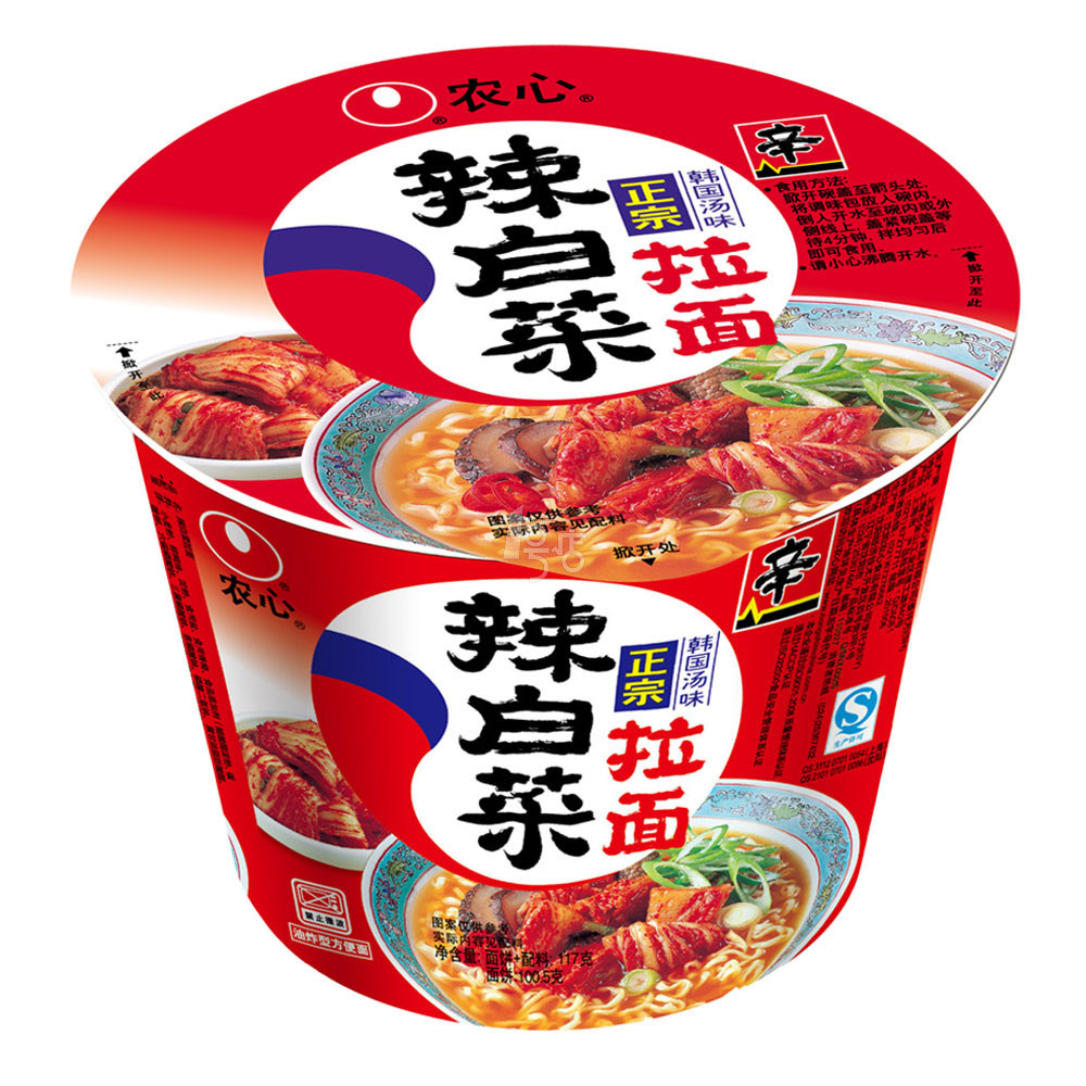 农心 辣白菜拉面（正宗韩国汤味）117g/桶
