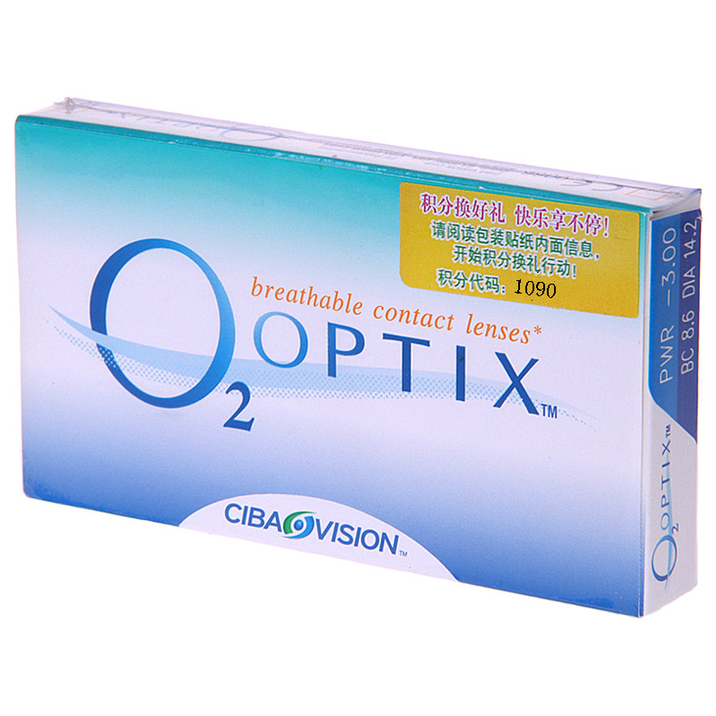 买1送3】视康舒视氧月抛隐形眼镜6片装 硅水凝胶近视舒适O2 OPTIX