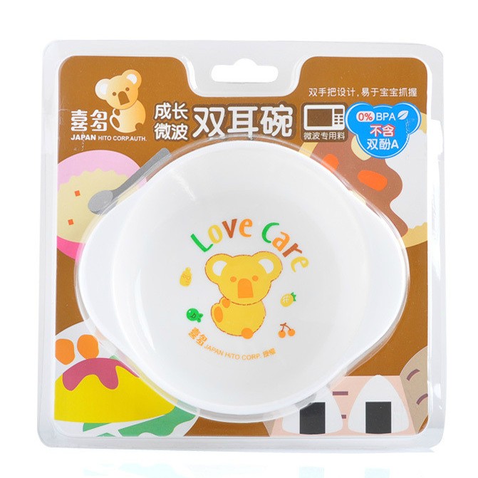 喜多成长微波双耳碗 宝宝吃饭辅食训练碗 婴儿碗 可用于微波炉用