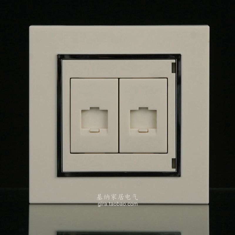 Space-based Electric Germany Deqi Series 2 Twin Computer Network Route Information Socket Panel High-end Ivory White
