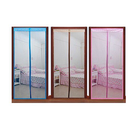 Summer striped jacquard lace flower border mosquitoes and flies magnetic soft yarn curtain folding screen door