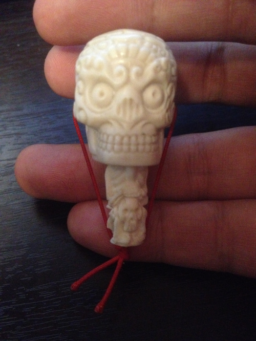 Natural antlers 4 7MM super large corpse tube forest skull Buddha head three-way high-density shun white beads accessories
