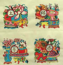 Wuqiang New year painting traditional handmade --- window flower New year painting icing on the cake size 42X42cm