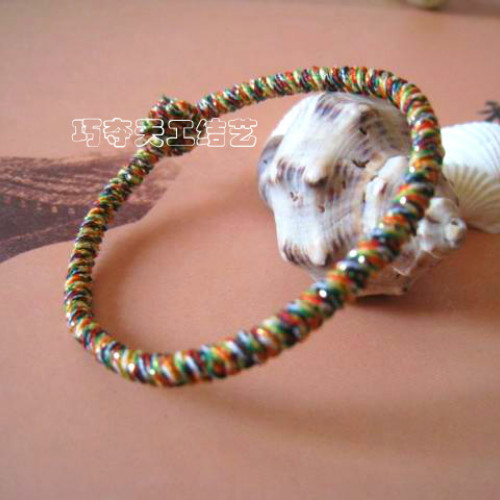 In the year of this life, the red rope hand weaving nine times diamond knot men's and women's colorful rope hand hand rope foot rope foot refining