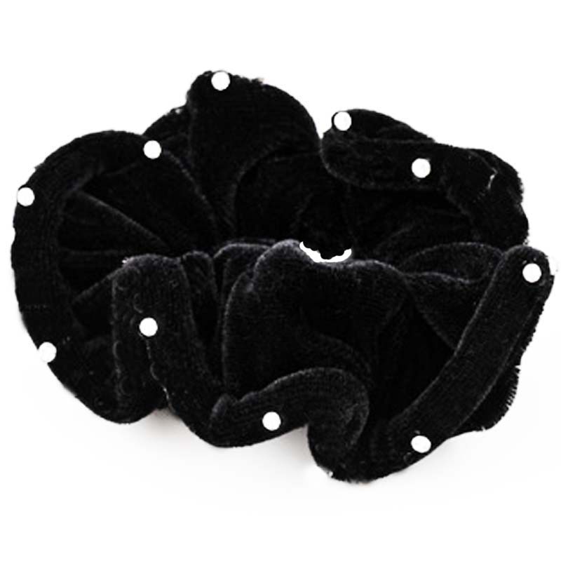 Wife Hair Accessories Black Disc Hair Leather Gluten Water Drill Down Cloth Hair Circle Office Hair Collar Professional Hair Ring Attendant Head Flower