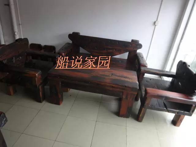 Ưu đãi đặc biệt bàn ghế gỗ thuyền cũ / ghế sofa lưng ghế / ghế trường kỷ / giường mát / ghế master / ghế sofa ba chỗ Bộ 4 món - Bộ đồ nội thất