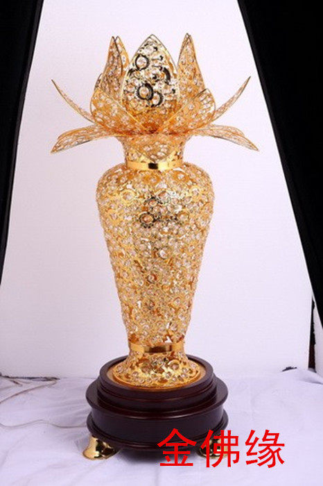 Golden Buddha edge Ping An Treasure Vase Crystal Lotus Lantern Lotus Lanterns Lotus Fall Lantern Buddha Lantern Temples Large for lanterns