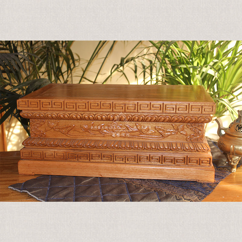 Custom-made camphor wood base Sumire seat Solid wood Buddha seat Guanyin Buddha statue base Lotus platform Vajrapani