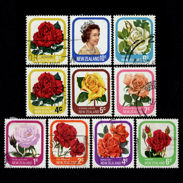 Foreign Stamps: 243 New Zealand's Queen's Flower Flower Letter on Fancy Random Hair 10