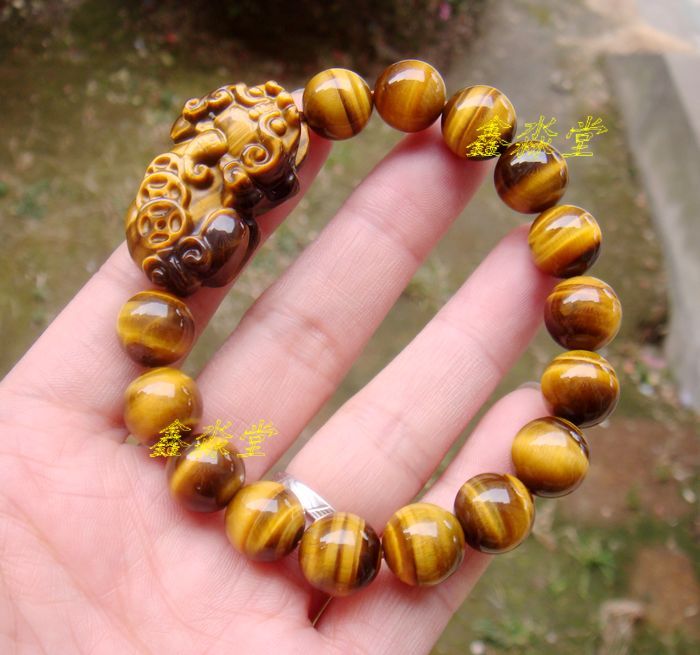 Xin Miaotang●Very good quality 3A yellow tiger eye Tiger eye stone Pixiu hand Chuan Buddha beads 12M