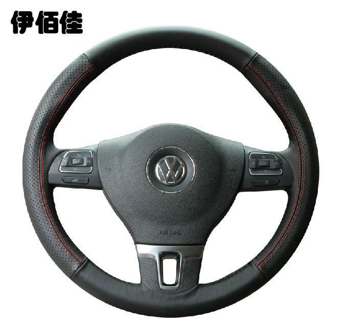 伊佰佳手缝真皮方向盘套适用于大众高尔夫6 11年速腾 11年宝来