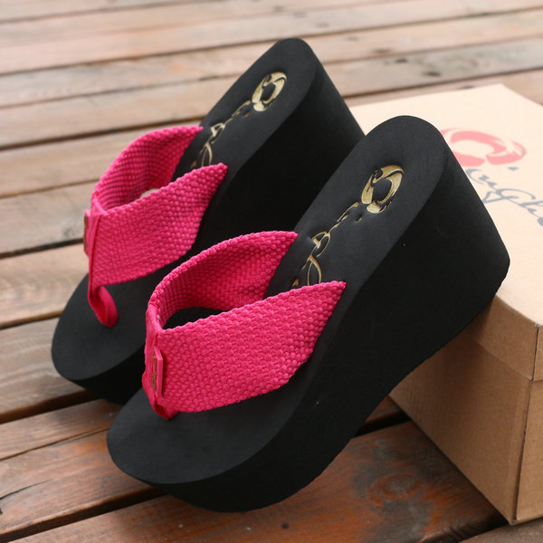 Rocket Dog Summer High-Heeled Flip-Flops for Women, Wedge Sandals for Outdoor Wear, Platform Flip-Flops with Thick Soles and Height-Increasing Beach Shoes