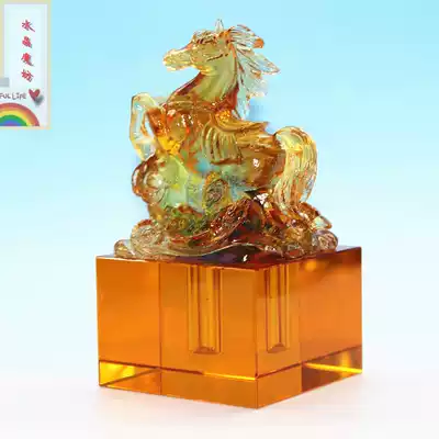 Zodiac horse Crystal glass jade seal Baby commemorative supplies Fetal hair chapter diy Rich and auspicious Year of the Horse fetal hair chapter
