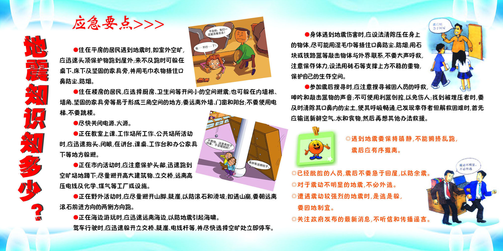 661海报印制展板素材255地震发生时安全逃生知识宣传