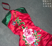 Golden branches and Jade leaves haute custom red embroidered peony flower bride toast gown