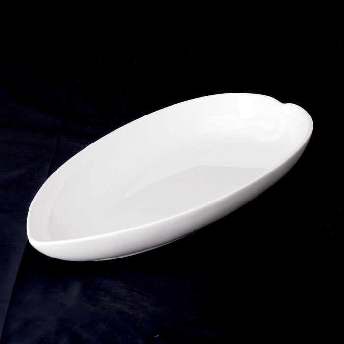 9 to 22 inch peach boat Tangshan pure white bone china western tableware oval plate ceramic ware