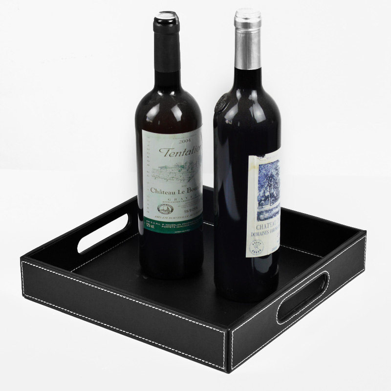 High - end hotel leather square dish tray KTV wine tray home fruit and vegetable pallet can be customized