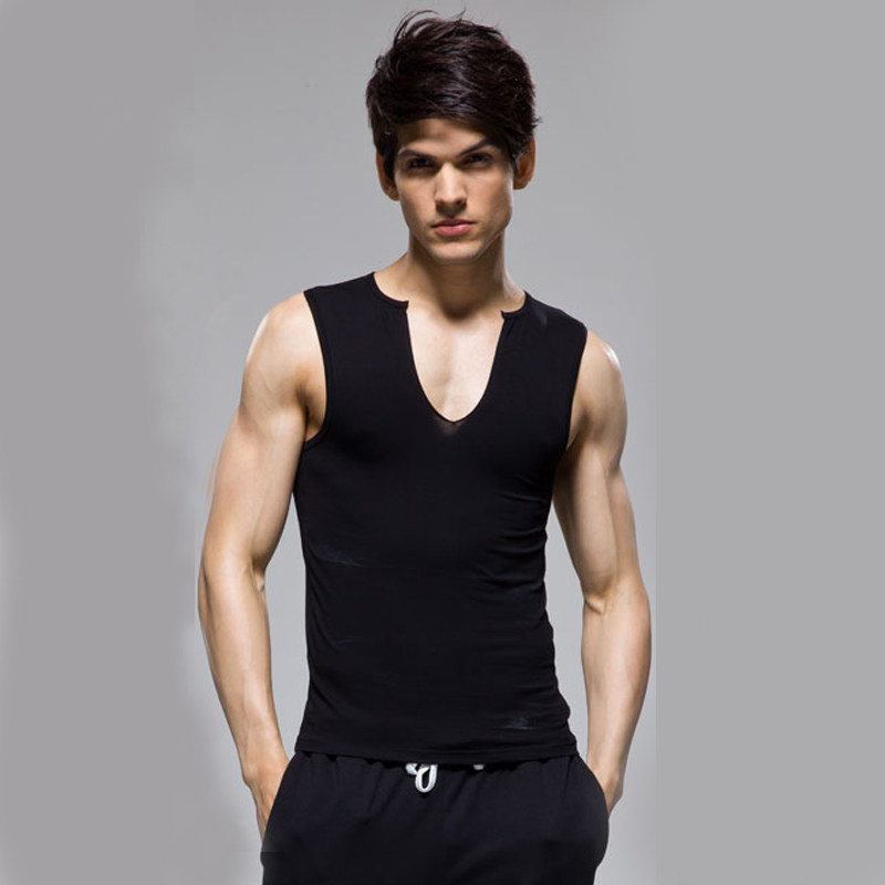 Pure cotton men's sleeveless vests men's fashion tight men's vest-style summer youth bots bottom sweatshirt set to do