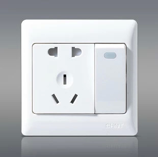 Chint with switch socket 86 type NEW7G series NEW7-G435 one open single control five-hole power socket