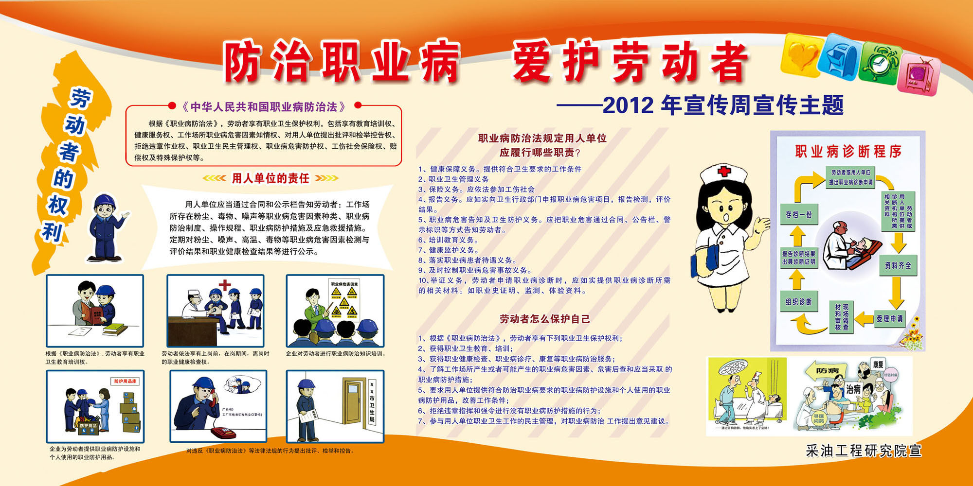 海报印制351职业病展板素材6防治职业病爱护劳动者宣传栏psd