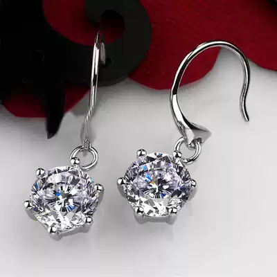 Classic six-claw diamond earrings 18K gold custom generous simple fresh lady earrings