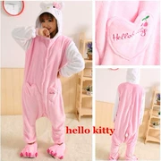 Bộ đồ ngủ Hellokitty nữ mùa đông mèo kitty hoạt hình kết hợp phiên bản tiếng Hàn của cặp đôi đáng yêu học sinh động vật anime