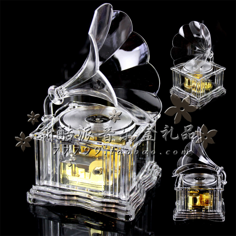 Music box 8 tone box acrylic crystal texture 18 sound tap phonograph for birthday Valentine's Day gift