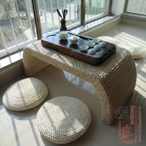 Fashion straw woven rattan woven Japanese Tatami coffee table combination Bay window table floor table Casual coffee table Simple small coffee table