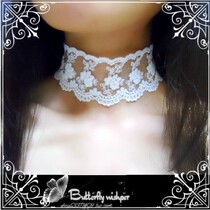 Phantom meritocratic Japan-ROK retro translucent embroidered flowers white minimalist little fresh necklace choker